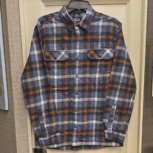 Patagonia Organic Cotton Plaid Shirt - Flannel Blue and Brown. Sz M
